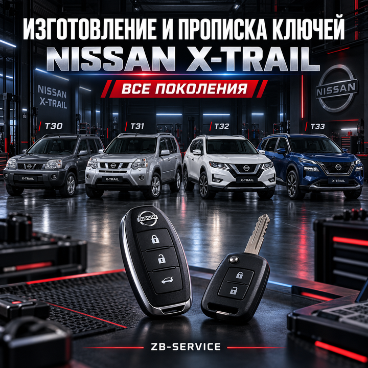 Изготовление и прописка ключей Nissan X-Trail T30, T31, T32 и T33 в ZB-SERVICE