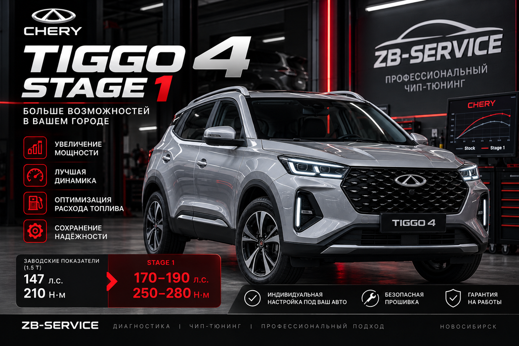 Chery Tiggo 4 Stage 1 — чип-тюнинг в ZB-Service
