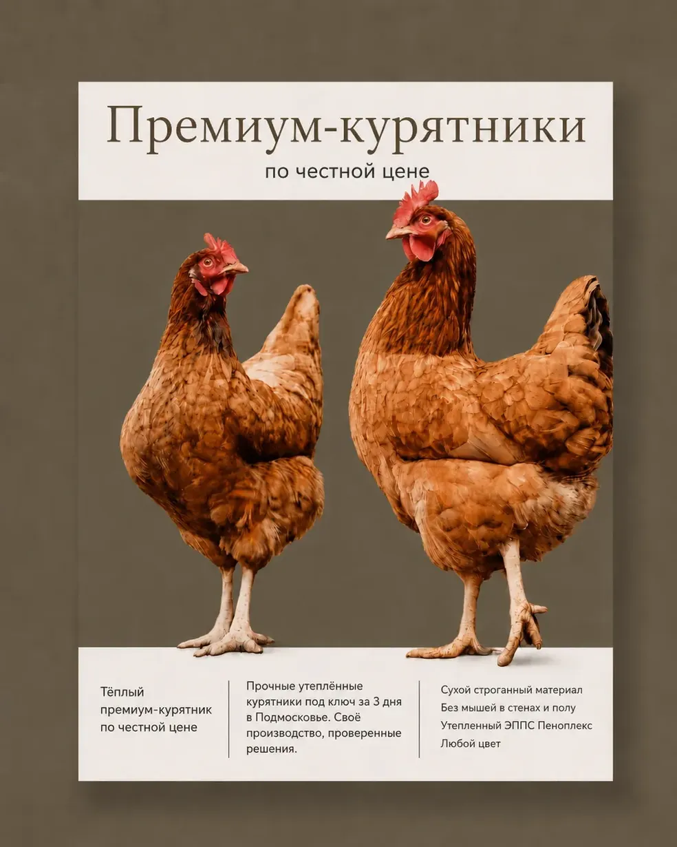 Постер премиум-курятники по честной цене