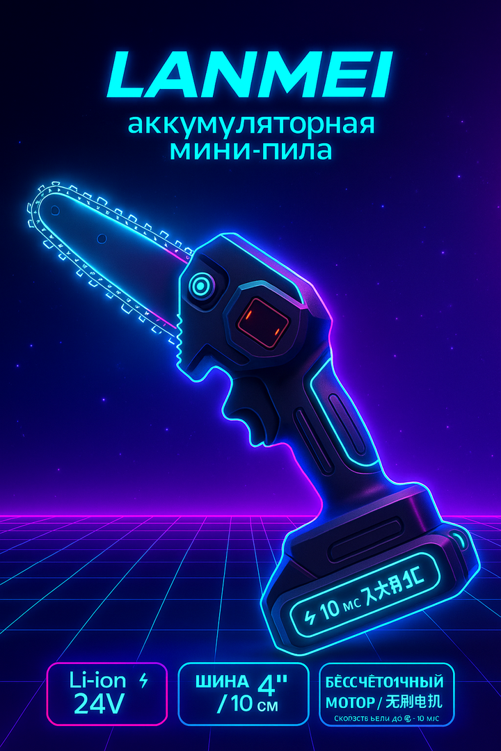 Мини-цепная пила 4–6″ (Pruner)