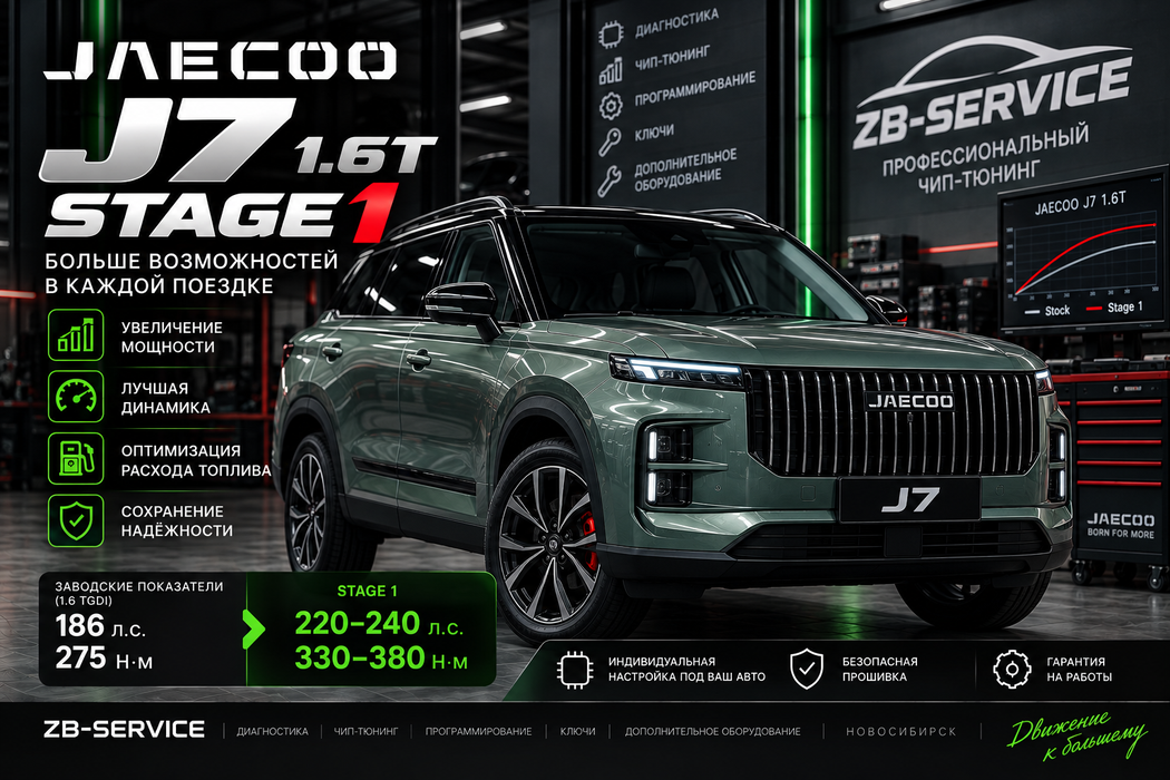 JAECOO J7 Stage 1 — чип-тюнинг в ZB-Service