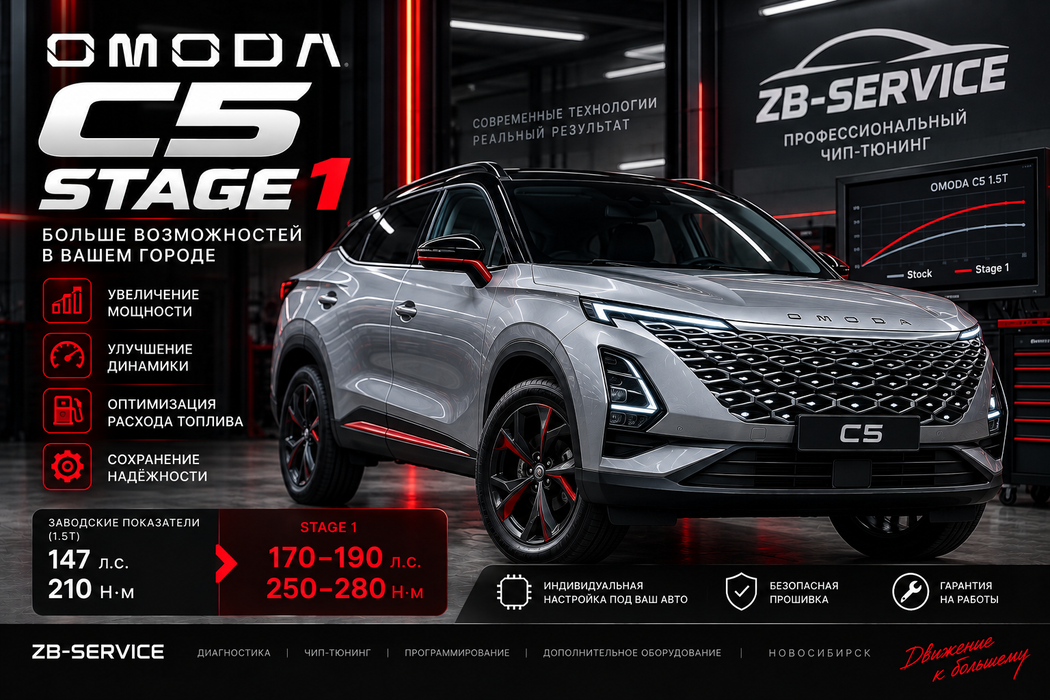 OMODA C5 Stage 1 — чип-тюнинг в ZB-Service