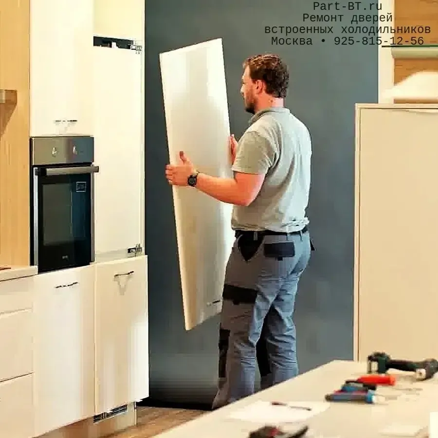 демонтаж фасада двери встроенного холодильника