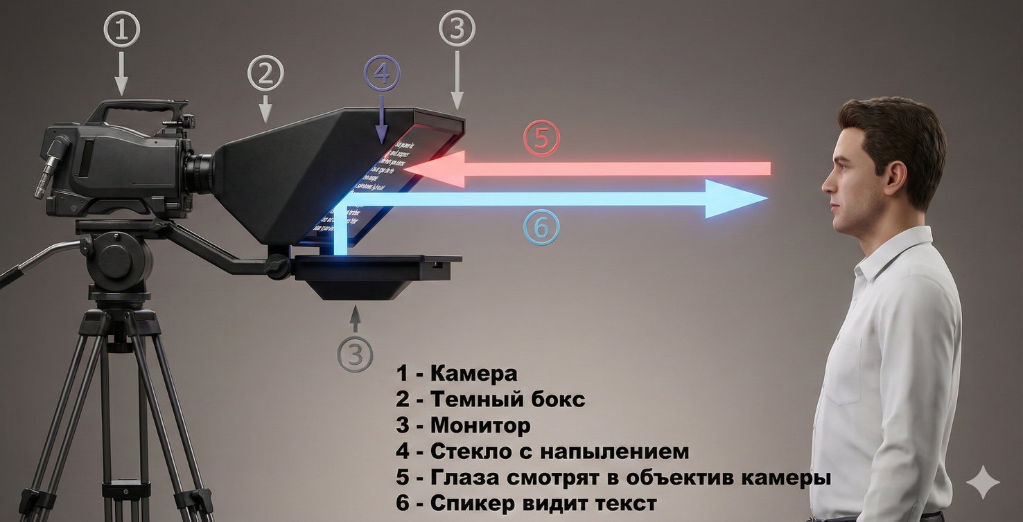 Схема работы профессионального телесуфлера